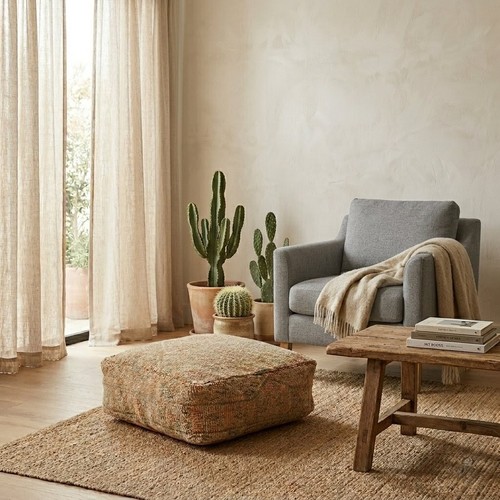 Handmade moroccan wool pouf - handmade,
