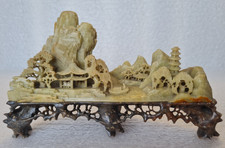 Chinese Soapstone Carving, Mountainous Landscape and Village