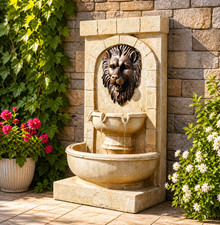 Solar lion head fountain - lion,
