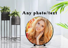 14x14cm Round Photo Rock Slate