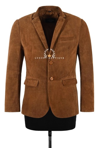 Men leather blazer - blazer, suede