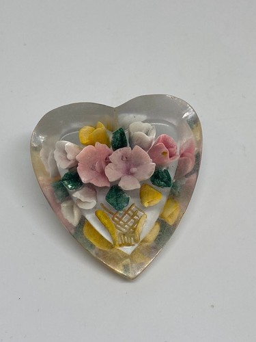 Reverse carved lucite brooch - reverse,