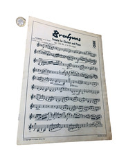 Sheet Music Brahms Sonata Clarinet Piano Papers Vintage ra