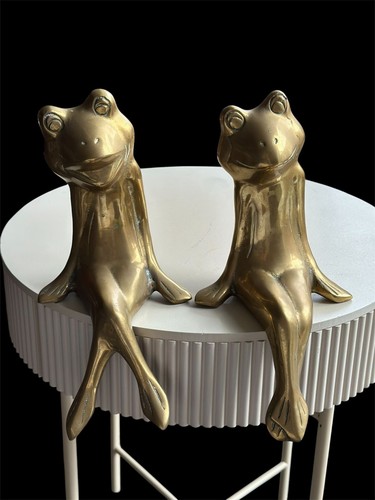 Pair vtg brass sitting - pair, of