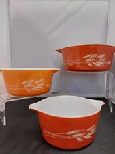 3 Piece Vintage Pyrex Casserole Baking Dishes(no lids) Harvest Wheat