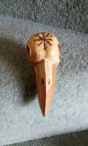 Hand carved wooden raven - carved,