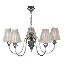 NEW DAVID HUNT  5 LIGHT CHANDELIERS IN PEWTER WITH SHADES DOR0567 DOREEN