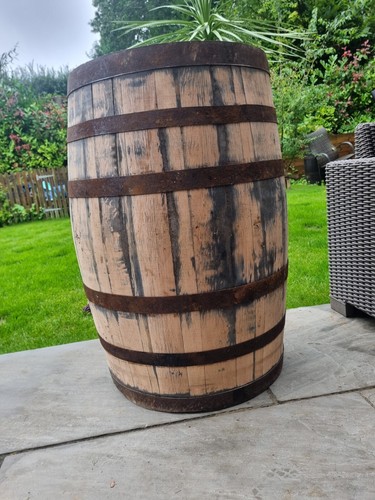 Restored rustic whiskey barrel - restored,