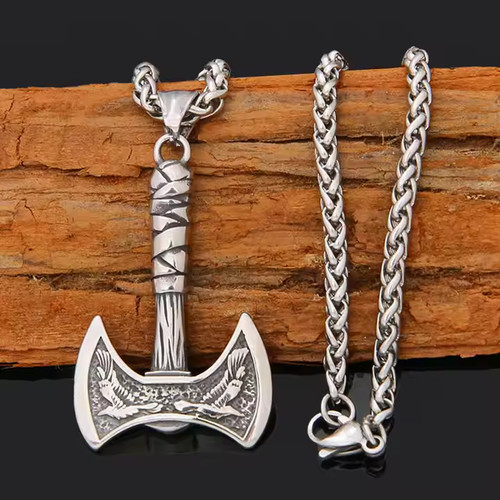 Mens nordic viking raven axe - mens,