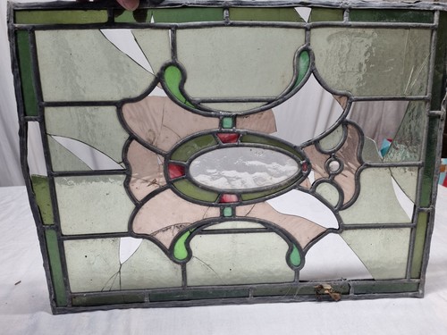 Vintage damaged stained glass - damaged,