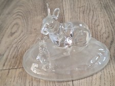 Glass Rabbits Figurine, 10cm