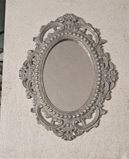 Baroque Grey Oval Wall Mirror