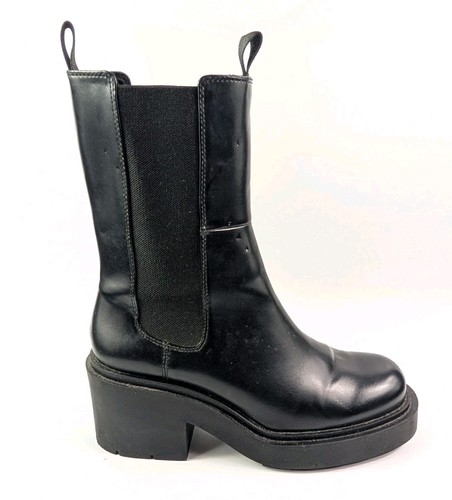 Black faux leather tall - m,