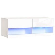 Floating TV Unit Stand, Wall Mount TV Cabinet with Storage LED Lights