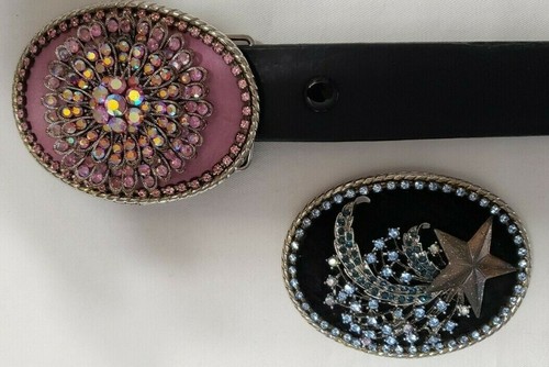 Women black leather belt - women's,