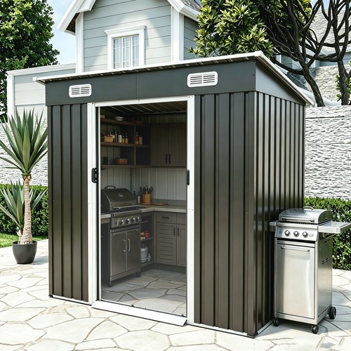 Metal 6x4ft storage shed - metal,