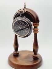 russian moon phase calendar black dial gold numeral gunmetal case pocket watch