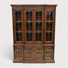 Old Charm Library Bookcase Display Breakfront Tudor Brown 2147 FREE UK Delivery*