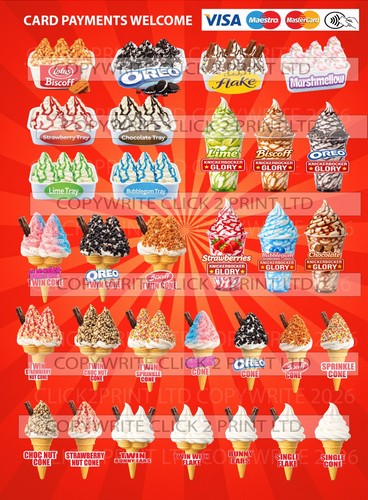 Soft serve ice cream menu - serve, sign