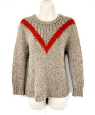 J.CREW Brown Mix Chunky Knit ALPACA MERINO WOOL Blend Women's Jumper UK 8 10 S