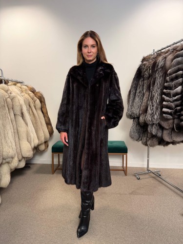Mink fur coat dark - mink, brown