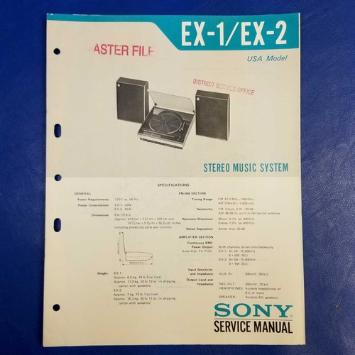 Sony 2 service - sony, manual