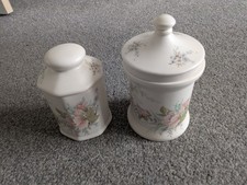 2 x Aldridge Pottery Floral Lidded Storage Jars