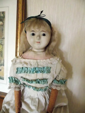 antique  vintage wax doll slit
