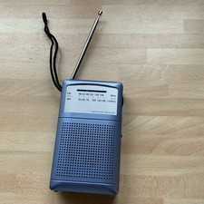 Portable Pocket FM/AM Radio Receiver - Blue Working Batteries Included