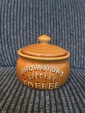 CERAMIC BROWN THORNTONS SPECIAL TOFFEE VINTAGE RETRO JAR WITH LID