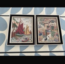 2  Vintage Small Cross Stitch/ Tapestry Pictures