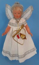 Vintage Christmas Fairy Doll, Celluloid Plastic, 8in. high with glass adornment