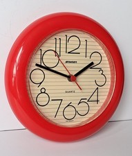 VINTAGE 1970s 1980s RED PLASTIC SPACE AGE MCM RETRO CRAYONNE HABITAT WALL CLOCK