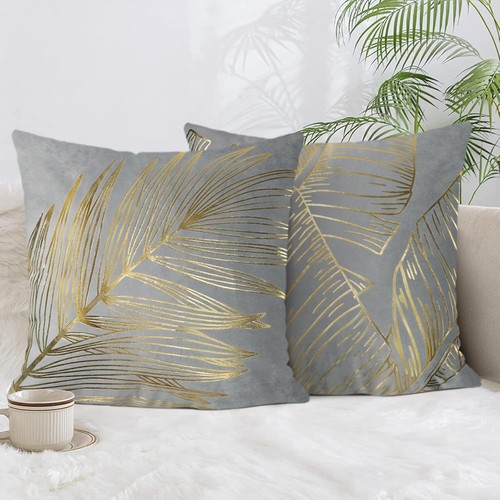 Bonhause gold leaves cushion - leaves,