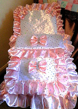 DOLLS PRAM SET SILVER CROSS COACH BUILT OBERON BALMORAL KENSINGTON SEQUIN SATIN