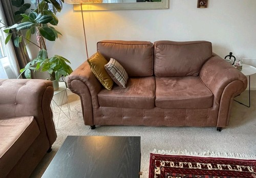 Brown fabric seater sofa - fabric,