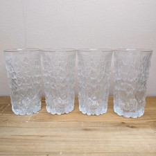 70s Vintage Highball Glasses Set X 4 Goebel Charlottenhutte Ice Tree Bark MCM