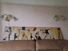 Banksy Wall Art Collage Canvas Print Wall Hanging Large 167cm X 37cm