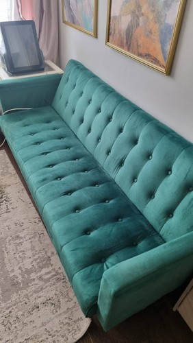 Velvet sofa bed green with - sofa,