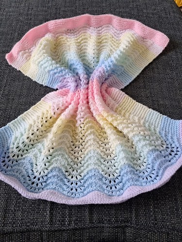 Hand knitted pastel - , rainbow
