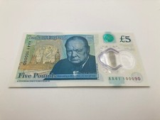 AA41 100090- £5 FIVE POUND POLYMER NOTE - LOW SERIAL NUMBER RARE CIRCULATED