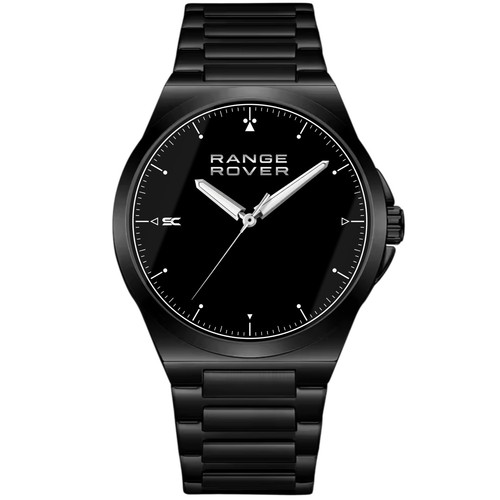 Black steel wrist watch - steel,