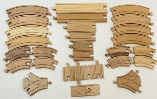 Wooden train track set x30 - wooden, of