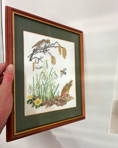 Cross stitch bird - bird, scene