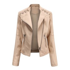 Ladies FAUX Leather Long Sleeve Zip Up Coats Jackets Biker Bomber Tops PLUS SIZE