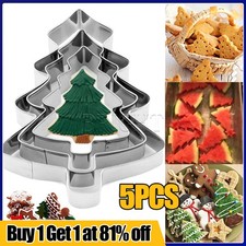 5PCS Christmas Tree Cookie Cutters Set Stainless Steel Biscuit Baking Mould