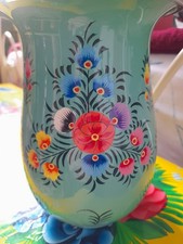 NKUKU WATER JUG/PITCHER/VASE. KASHMIRI PAINTED FLORAL BOHO. IAN SNOW. NEW!