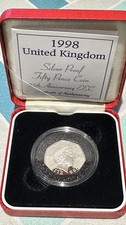 Royal Mint 1998 United Kingdom Silver Proof Piedfort 50p Fifty Pence EEC Coin