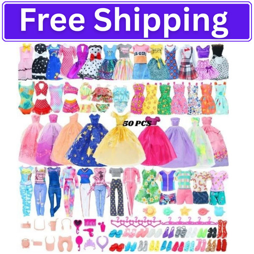 50pcs barbie doll clothes - 50pcs,