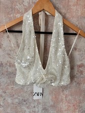 ZARA SEQUINNED HALTER TOP WITH